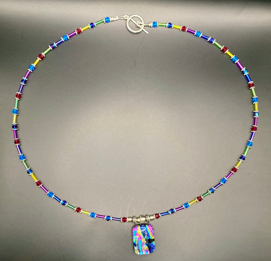 Dichroic Glass Pendant Necklace